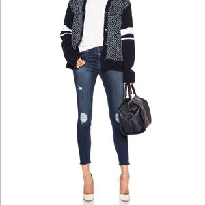 J BRAND Mid Rise Cropped Skinny Destroyed Jeans